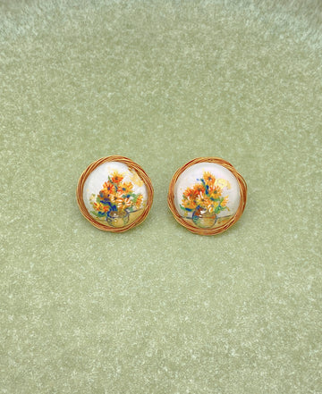 Sunflowers Baroque Pearl Stud Earrings