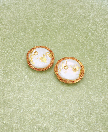 Sunflowers Baroque Pearl Stud Earrings