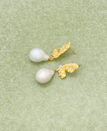 Butterfly Baroque Pearl Drop Earrings