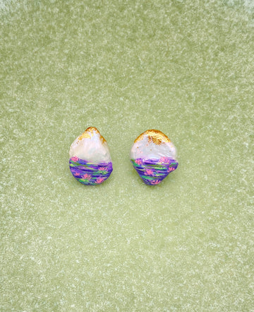 Water Lilies Irregular Baroque Pearl Stud Earrings