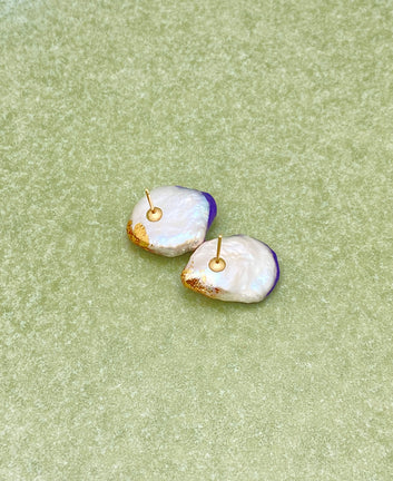 Water Lilies Irregular Baroque Pearl Stud Earrings